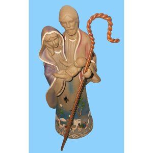 Hand-Painted Ceramic Nativity Scene Figurine With Shepherds & Holy Family